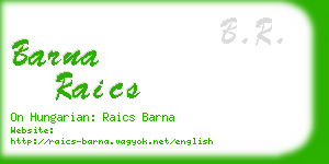 barna raics business card